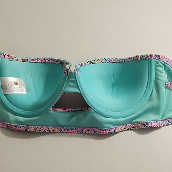 Strapless Paisley Bikini Top Turquoise Details stitching - Picture 11 of 12